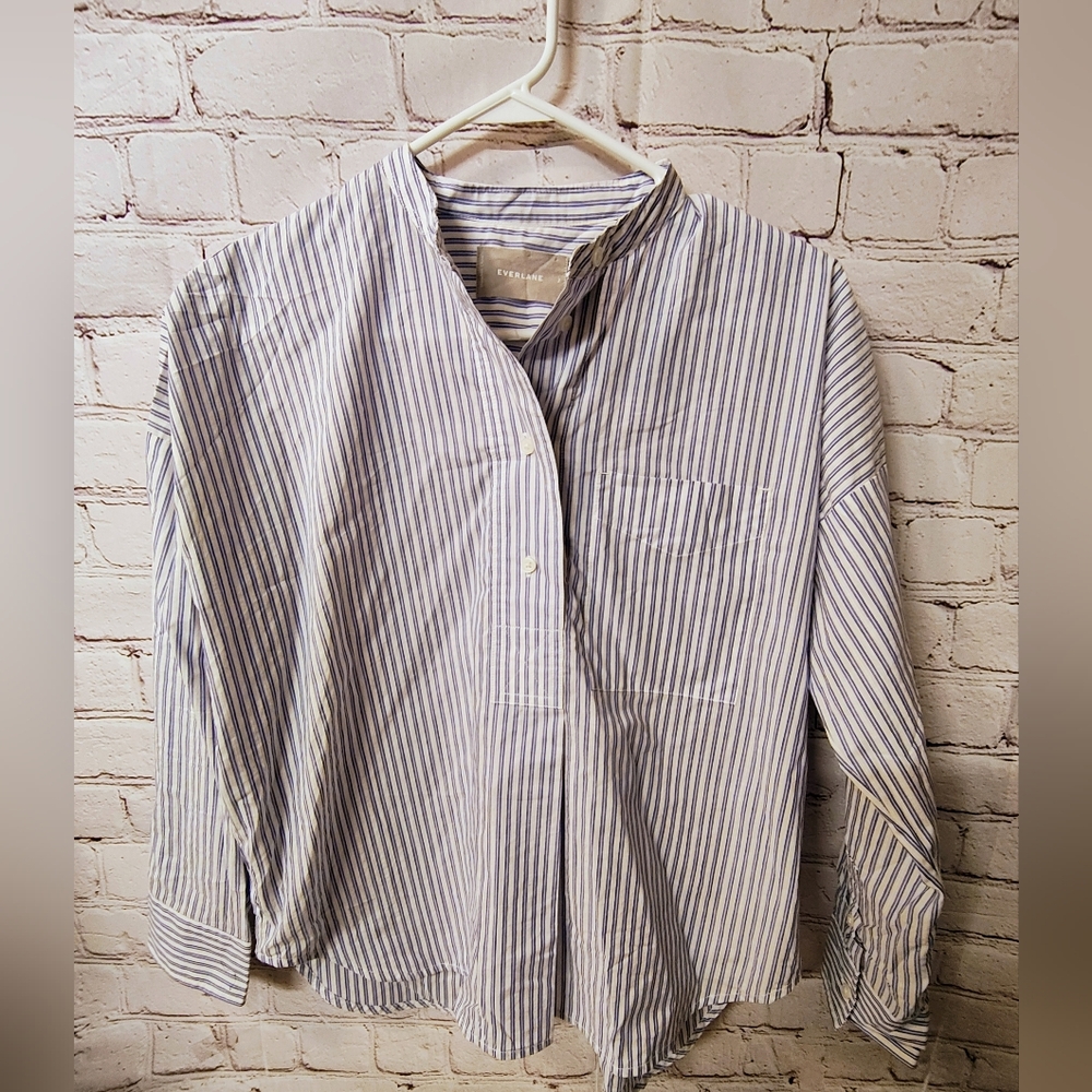 Everlane Blue and White Striped Cotton Tunic